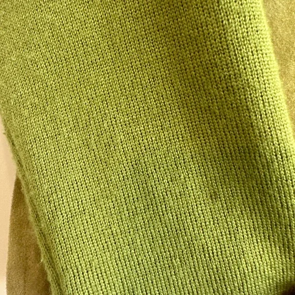 StoneBridge Chartreuse Leather and Wool Blend Single Closure Rustic, Boho Coat - Picture 7 of 7